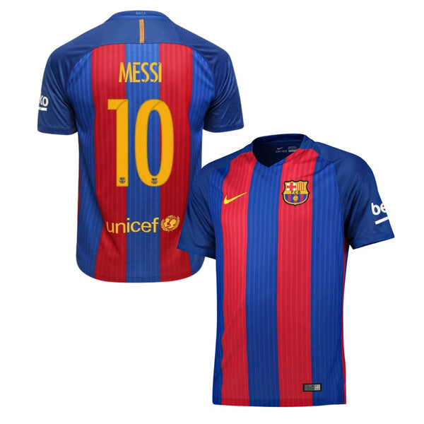 Camisa Retrô Barcelona I Messi #10 2016 - Torcedor Masculina - Vermelho e Azul
