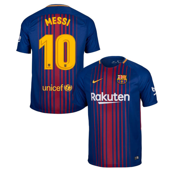 Camisa Retrô Barcelona I Messi #10 2017 - Torcedor Masculina - Vermelho e Azul