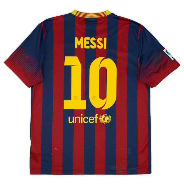 Camisa Retrô Barcelona I Messi #10 2013 - Torcedor Masculina - Vermelho e Azul