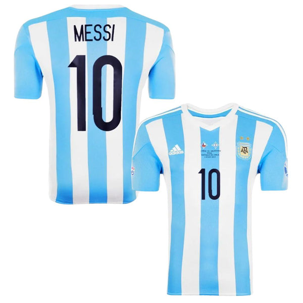 Camisa Retrô Argentina I Messi #10 2015 - Torcedor Masculina - Branco e Azul
