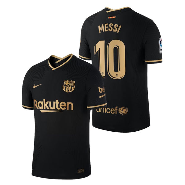 Camisa Retrô Barcelona II Messi #10 2020 - Torcedor Masculina - Preto e Dourado