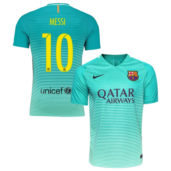Camisa Retrô Barcelona III Messi #10 2016 - Torcedor Masculina - Verde