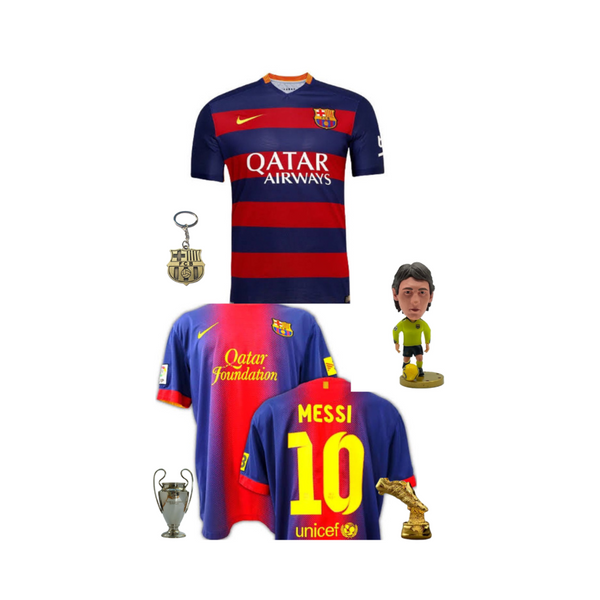 Kit Lionel Messi Barcelona - Chaveiro - Mini Craque - Mini Taça Champions Aço - Chuteira de Ouro
